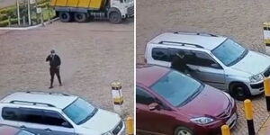 A photo collage of suspects breaking into a parked vehicle at a local petrol station along Kiambu Road on August 10, 2023. 