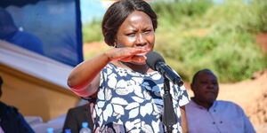 Embu Governor Cecily Mbarire addressed residents at a past event.