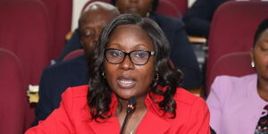 Embu Governor Cecily Mbarire appears before the Senate Committee on County Public Investments and Special Funds on July 17, 2023. 