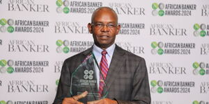 Central Bank Governor Kamau Thugge poses with his African Banker award on Tuesday, May 28, 2024.