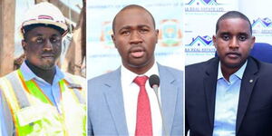 From left to right:  Lifesize Design and Build CEO Benmark Ng'ang'a, Manyatta MP John Gitonga Mukunji and Fanaka Real Estate boss Moses Muriithi Kihunii. 