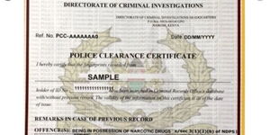 A sample of police clearance certificate