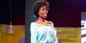 A photo of Cecilia Wanyoike better known as Cess the Fiesta Gal on stage in August 2019