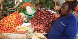 A grocery trader at Nyeri’s Chaka market in December 2017.