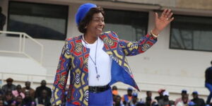 Former Kitui Governor Charity Ngilu at Azimio rally in Kasarani Stadium on August 7, 2022.