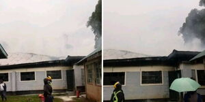 A dormitory at Cheptenye Boys High School in Belgut, Kericho County on fire on September 11, 2025.
