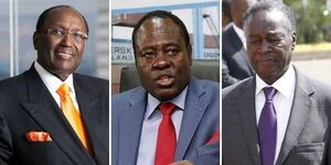 From left to right: business mogul Chris Kirubi, Former Nyeri Governor Nderitu Gachagua and Former Keiyo South Member of Parliament Nicholas Biwott.