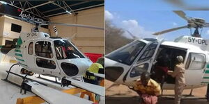 A photo collage of the suspected chopper ferrying and funding banditry in Northern Kenya