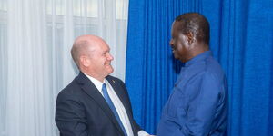 US Senator Chris Coons meets with Azimio's Raila Odinga in Nairobi on March 29, 2023.