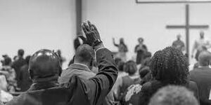 Photo showing worshipers in a church