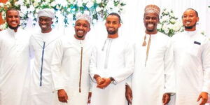 Citizen TV journalist Ayub Abdikadir (fourth left) poses for a photo with his colleagues and friends.