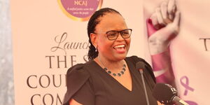   Chief Justice Martha Koome presides over the launch of the National Sexual and Gender Based Violence Court Users Committee (CUC) at the Shanzu Law Courts on November 30, 2022. 