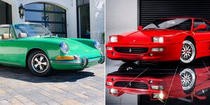 A collage image of the original Porsche 911 Turbo (1970s)(Left) and the Ferrari 355 (1990s)(Right)