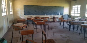 An image of an empty classroom at Mikokwe ACK Secondary School
