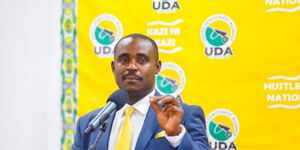 UDA Secretary-General Cleophas Malala speaks during a consultative meeting with the Party's 47 County Coordinators in Nairobi on May 18, 2023. 