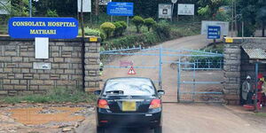 The entrance to Mathari Consolata hospital, Nyeri County.