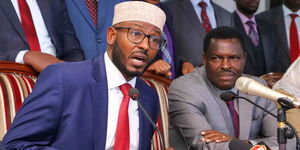 Wajir Governor and Council of Governors chairperson Ahmed Abdullahi addressing the media on May 19, 2025.