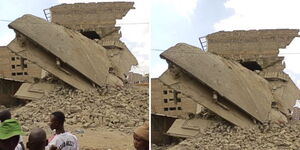 A screengrab of a collapsed building in the Mathare area of Nairobi on May 14, 2024