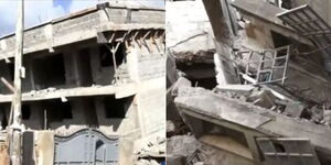 A photo collage of collapsed building at Kidfarmaco area in Kikuyu Constituency, Kiambu County.