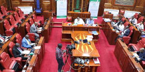 Members of the Departmental Committee on Finance and National Planning and the Departmental Committee on Communication Information and Innovation during the grilling of Kinyua on Thursday, April 20, 2023.