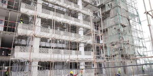 A photo of a storey building under construction in the Pangani area, Nairobi County 