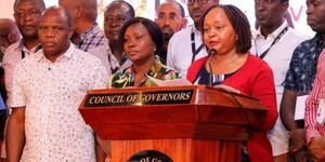 A file image of the Chairperson Council of Governors, Anne Waiguru speaking during an address in Mombasa