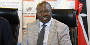 Cooperatives CS Simon Chelugui addressing the media on March 17, 2023.