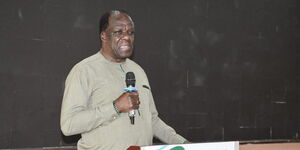 Cooperatives Cabinet Secretary Wycliffe Oparanya speaking during the Cooperative Leadership Forum on June 5, 2025.