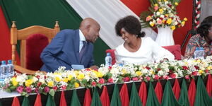A photo of CS Machogu and TSC Chair Dr. Nancy Macharia during the release of 2023 KCSE Results