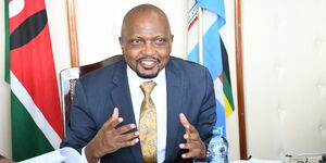 Public Service Cabinet Secretary Moses Kuria speaking during a meeting with  Commission on Administrative Justice (Office of the Ombudsman)