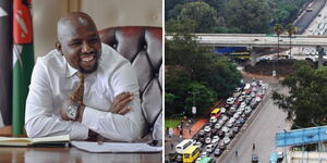 A photo collage of Transport CS Kipchumba Murkomen (left) and a section of Uhuru Highway.