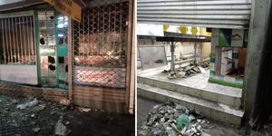 Damages in Nairobi CBD after looters broke into shops.