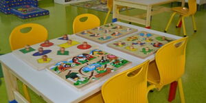 Board games on a table at a child care centre