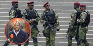 DCI detectives while on a stroll and a photo insert of Spice FM journalist Eric Latiff 