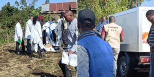 Photo collage of DCI homicide unit planning to exhume Jeff Mwathi's body on Friday March 31, 2023