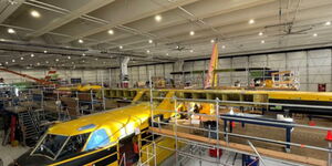The iconic 1929 De Havilland Gipsy Moth inside the Havilland Company headquarters. 