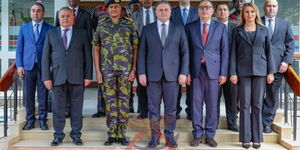 Chief of Defense Force(CDF) Douglas Kahariri with Arzebaijan and Sierra Leone Delegation at the at the Defence Headquarters in Nairobi on Wednesday 20 2025