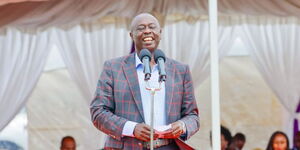 Deputy President Rigathi Gachagua addresses a congregation in Matharu on Sunday, May 26, 2024.