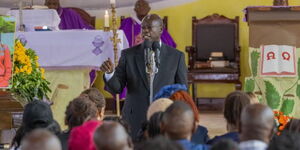 Deputy President Rigathi Gachagua at ACK St Francis Ciamanda Church in Runyenjes, Embu County.