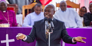 Deputy President Rigathi Gachagua speaking in Kangema, Murang'a County on June 22, 2024
