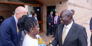Deputy President Rigathi Gachagua (right) greets Colombian VP  Francia Elena Márquez Mina.