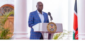 Deputy President Rigathi Gachagua speaking in State House on November 16, 2023