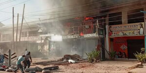An image of hardware which caught fire in Diani on March 7, 2024