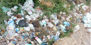 An image of a dumpsite featuring improperly discarded diapers