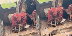 A photo collage of a dilapidated matatu.