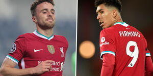 Liverpool forwards, Diogo Jota (left) and Roberto Firmino