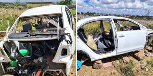 A dismantled car recovered by DCI detectives at the Utawala area in Nairobi on March 7, 2024