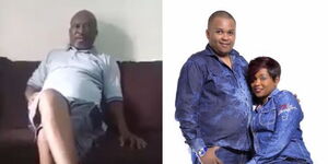 Albert Mwangi Irungu, Sharon Njeri's father (left) and DJ Brownskin and his fiancee Sharon Njeri Mwangi posing for a photo.
