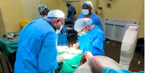 A photo of doctors conducting a surgery at Lwak Mission Hospital 