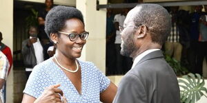 Kisumu first lady Dorothy Nyong'o (left) with and Governor Anyang' Nyong'o.